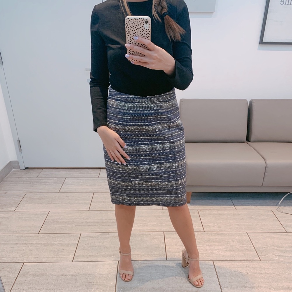 Lilly Pulitzer Navy Boucle Tweed Pencil Skirt SZ 6
